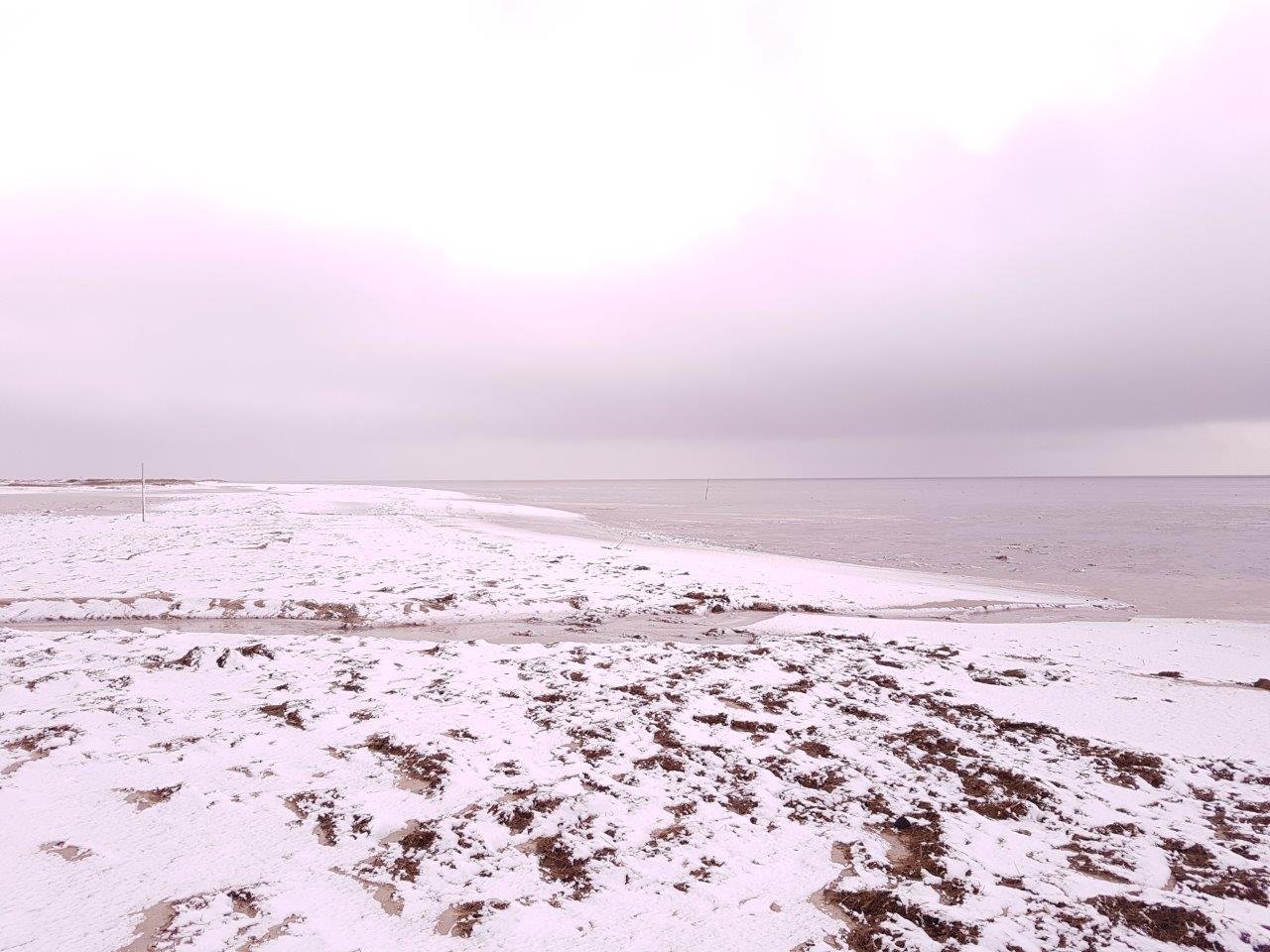 Schnee am Wattenmeer